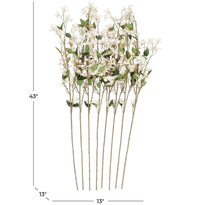 White Faux Foliage Tall Begonia Artificial Flower Stem (Set of 8)