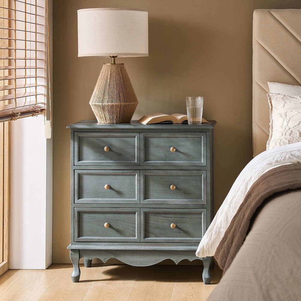 Pallantium Farmhouse 30"Tall Distressed 3-Drawer Nightstand With Solid Wood Legs and Adjustable Feet by HULALA HOME