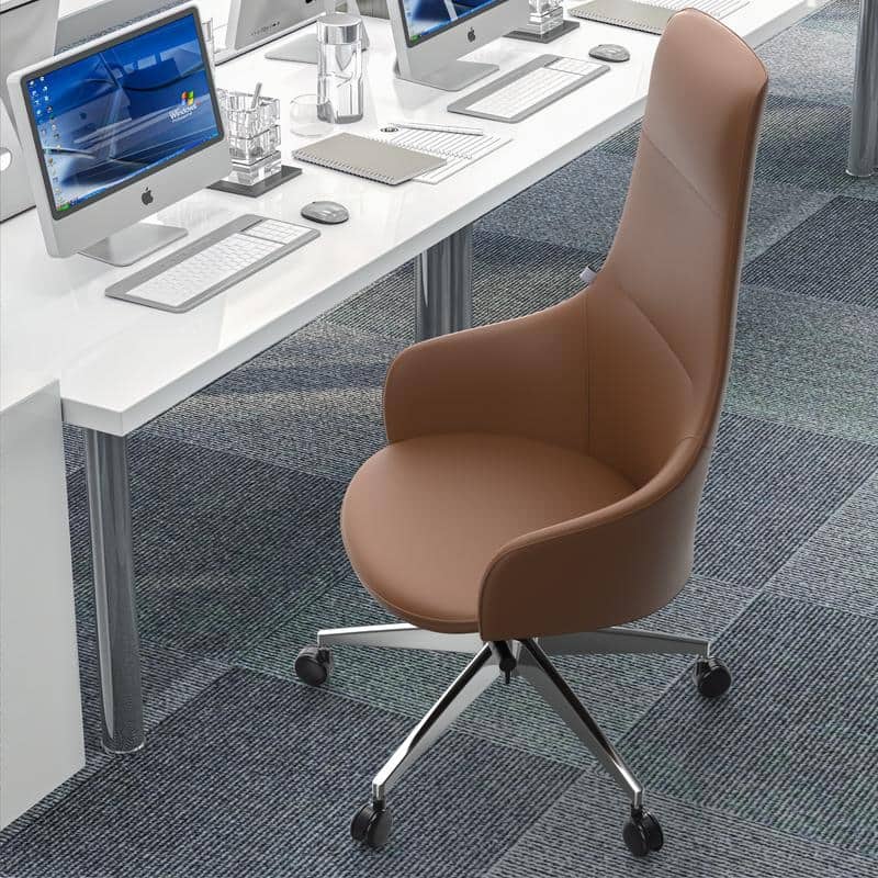 Celeste Ergonomic Adjustable Height Leather Executive Office Chair with Durable Iron Frame, and Swivel for Comfort & Support
