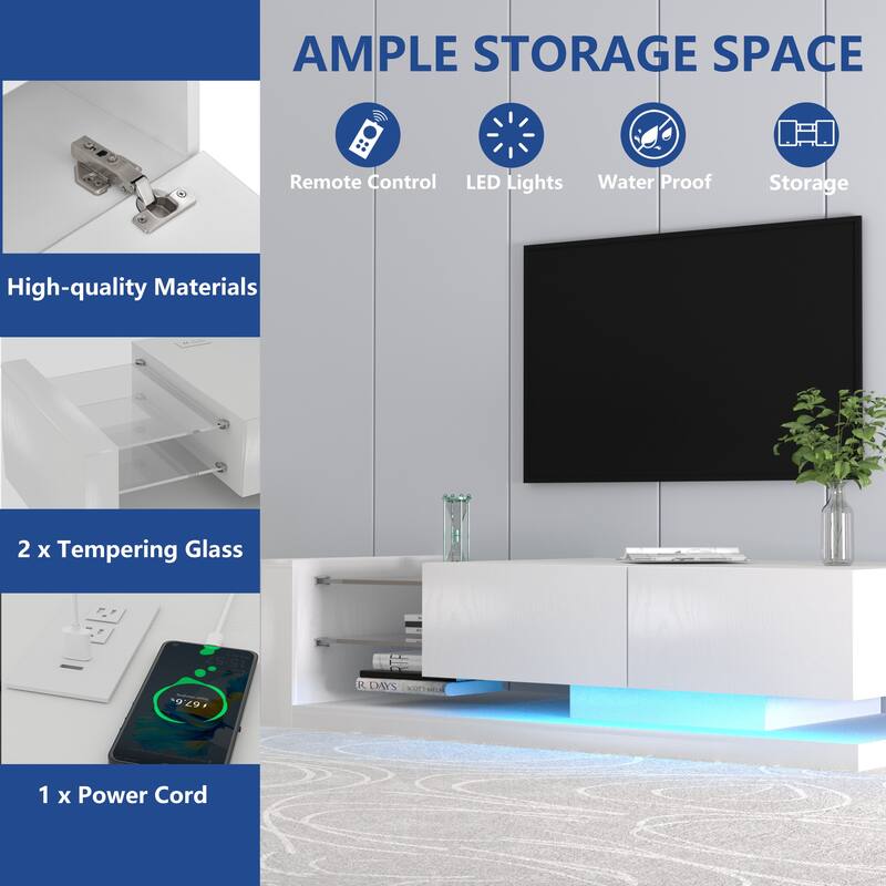 TV Console with Storage Cabinets, Full RGB Color