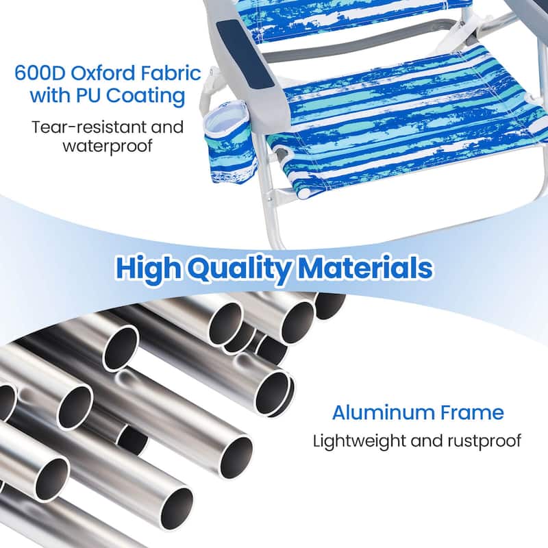 Costway 2 Pack Folding Beach Chair Lightweight Lay Flat Lounge Chair