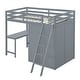 preview thumbnail 6 of 9, Twin Size Storage Loft Bed with Wardrobe, Wooden Bed with Desk, Kid's Bed with Ladder and Guardrail for Bedroom, Gray