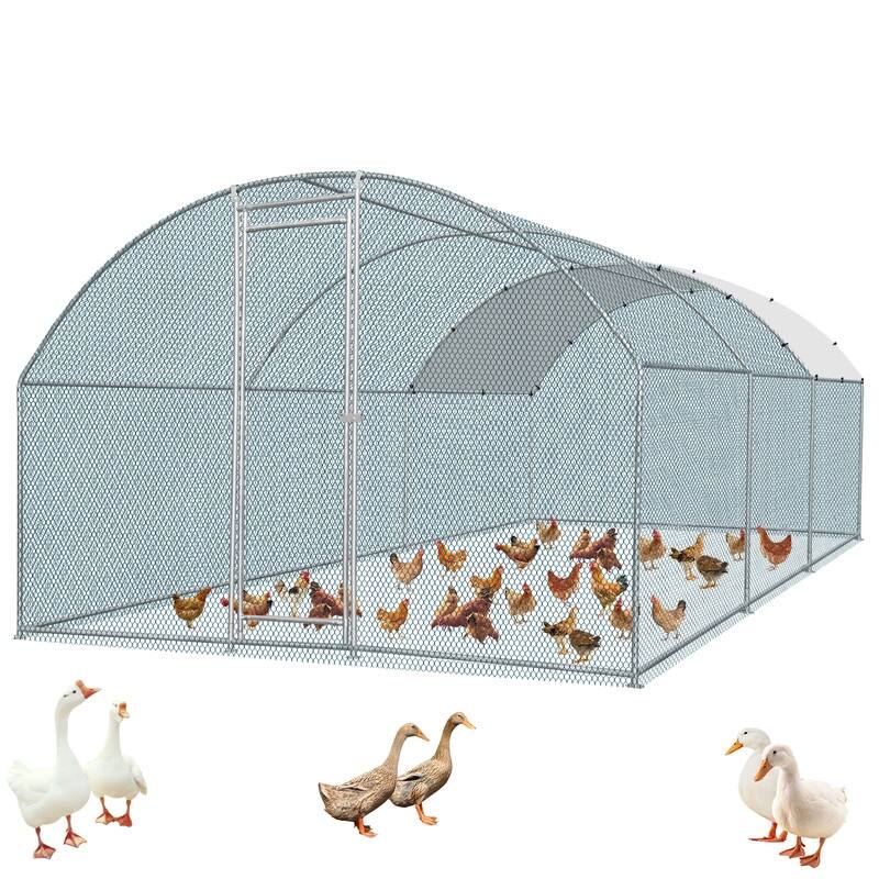 Outdoor Metal Large Poultry Coop for Chicken Rabbits Small animals - 19.7*9.8*6.5FT
