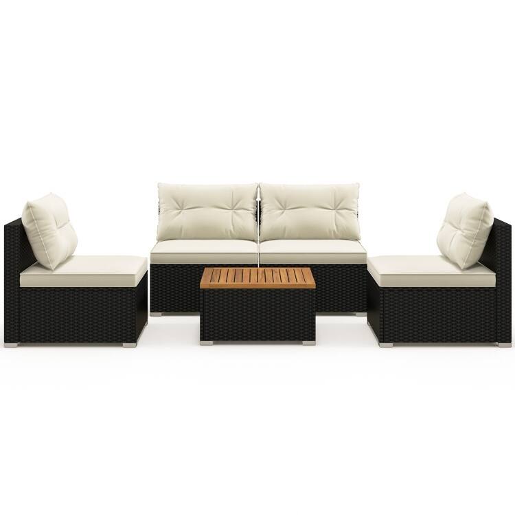 5-Piece Modern Outdoor Furniture Set for Backyard and Poolside - 27" x 25" x 25.5" (L x W x H)