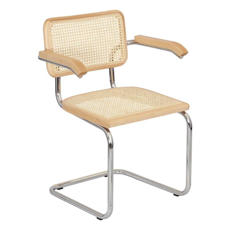Breuer Chair Company Marcel Breuer Cesca Cane Cantilever Armchair Arm Chair w/ Chrome Steel Frame (Various Wood & Cane Colors)