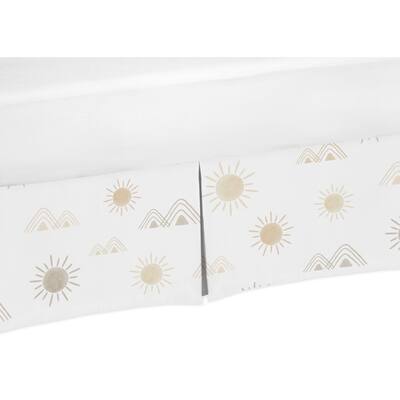Boho Desert Sun Taupe Crib Bed Skirt Neutral Tan Beige Ivory Gold Cream Off White Bohemian Mountain Nature Geometric Sunshine