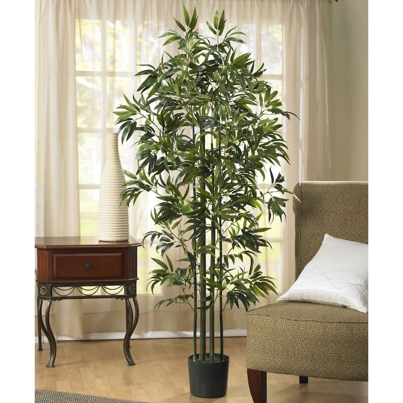 Artificial Silk Tree 6ft - Realistic Indoor Floor Plant with Green Trunks - Home Office Decor - 6ft.