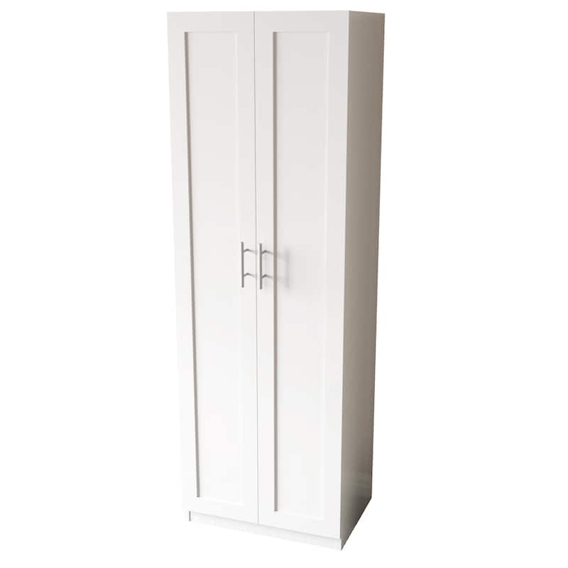 High wardrobe and kitchen cabinet with 2 doors and 3 partitions to separate 4 storage spaces