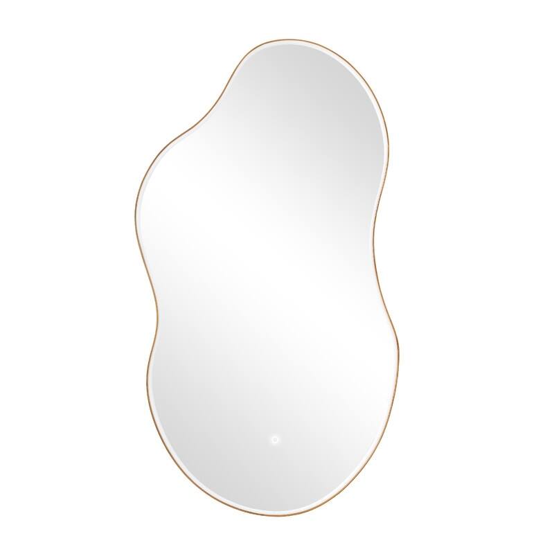 LED-Accented Asymmetrical Metal Wall Mirror