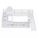 preview thumbnail 25 of 50, Twin-Over-Twin Castle Style Bunk Bed with 2 Drawers 3 Shelves and Slide
