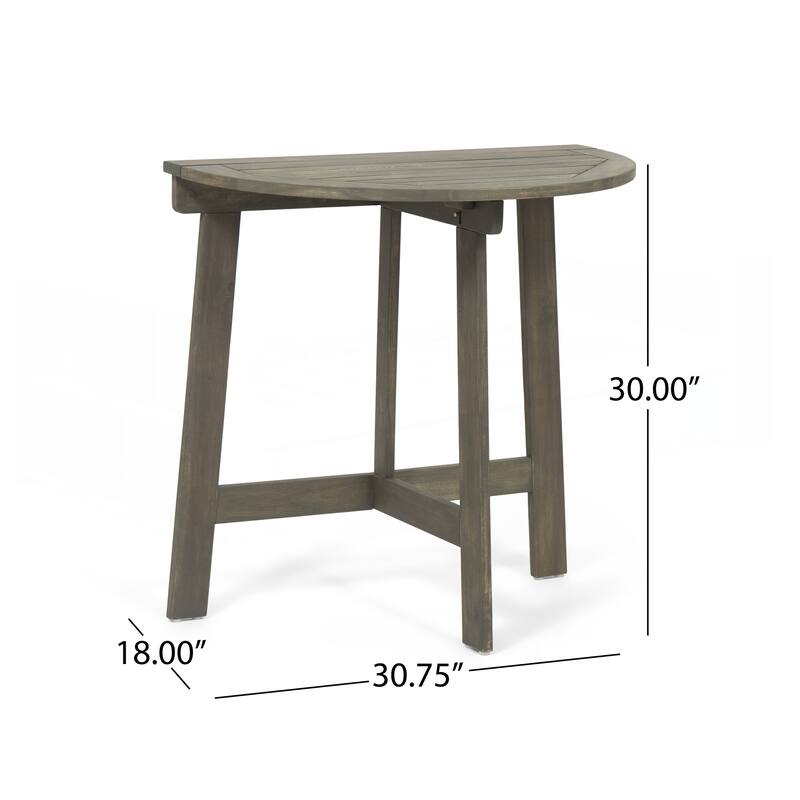 Outdoor 3pc Half-Round Folding Acacia Wood Bistro Set