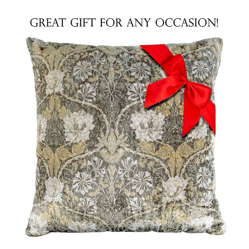 Monogram Velvet Embroidered Square Decorative Throw Pillow