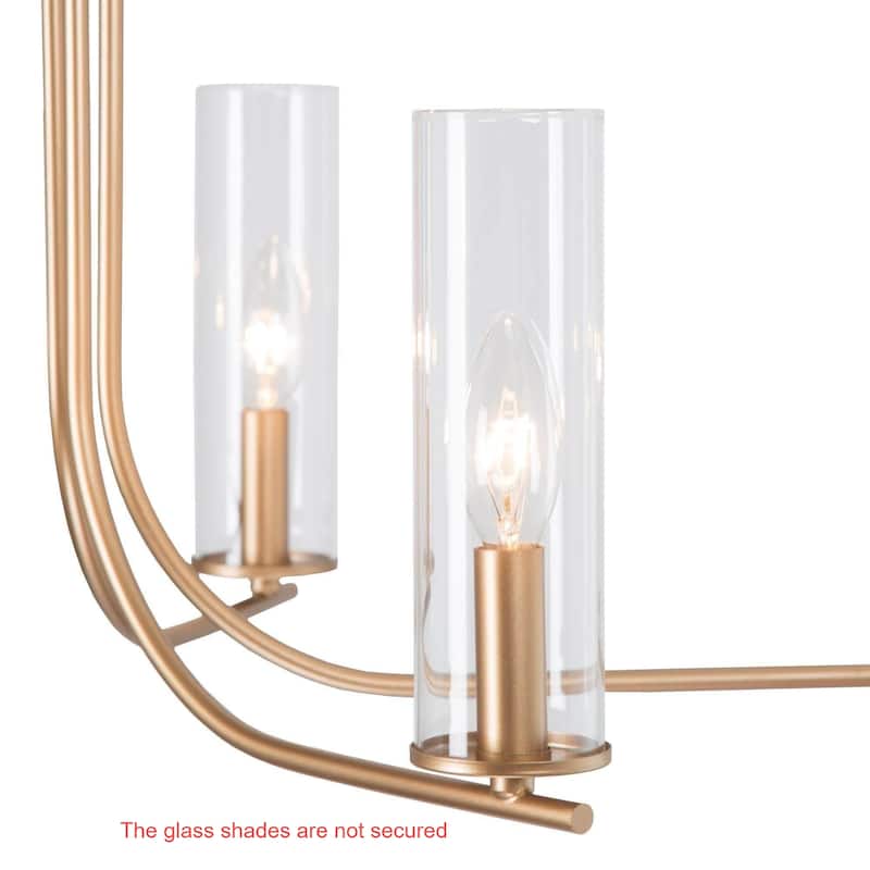 Mid-century Modern Gold 6-Light 36inch Wide Candle Glass Chandelier for Dining Room