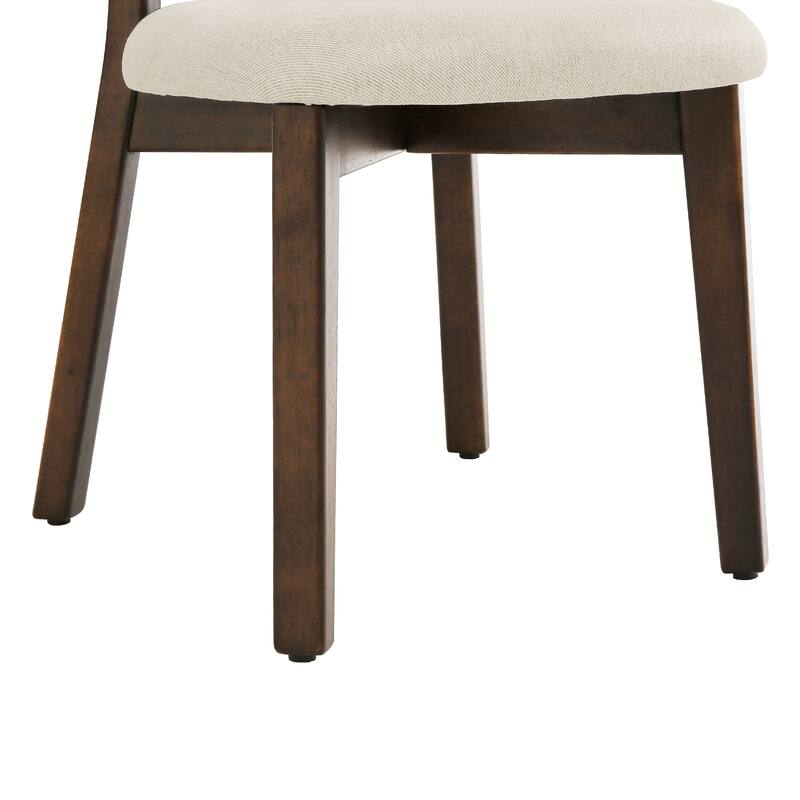 Fabric Upholstered Dining Chairs Set of 2/4 with Wooden Legs, Modern Kitchen Dining Chairs with Back, Walnut Flaxen