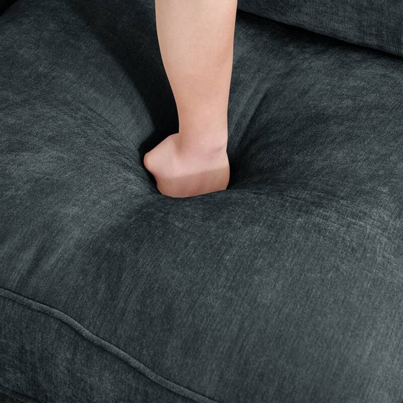 Chenille Upholstered Loveseat with Pull-Out Storage Drawer