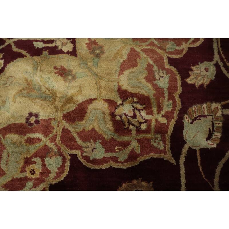 Hand Knotted Oriental 100% Wool Carpet Traditional Floral Red Agra Area Rug - 12' 0'' X 9' 1''