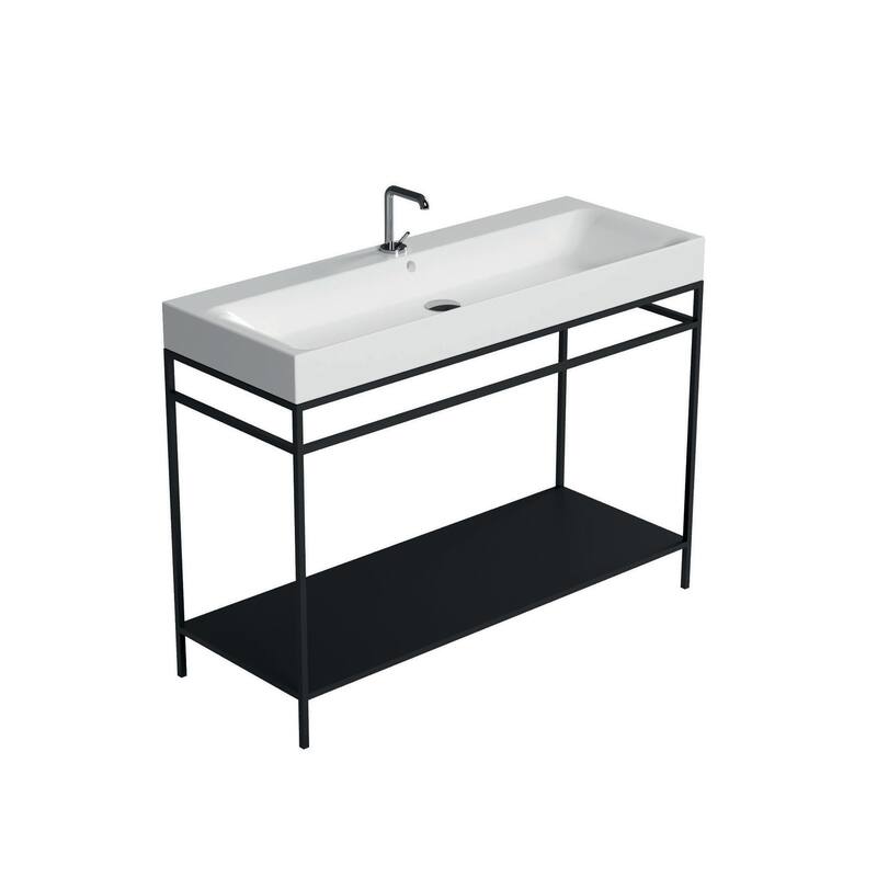 WS Bath Collections 3534+9245.31 Cento 47-3/16" Rectangular Metal and - Glossy White / Matte Black