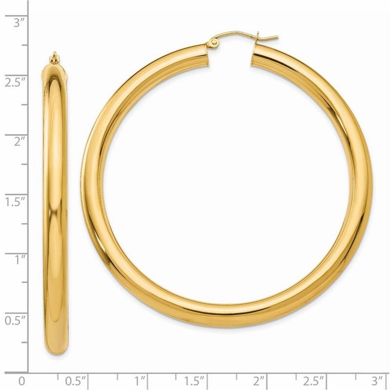 Curata 14k Yellow Gold Polished 60x5mm Lightweight Hoop Earrings