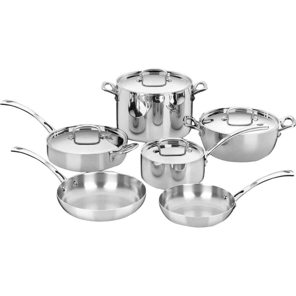 Gotham Steel Premium Tri-Ply Stainless Steel Pots and Pans Set, 10 Pieces 