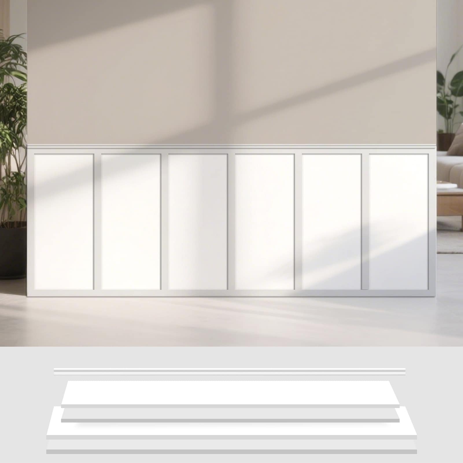 Art3d Pre-Cut Easy DIY PS Wainscoting Kit Board and Batten Kit, 12 or 25 panels