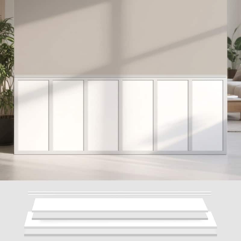 Art3d White Wainscoting Decorative Trim Set 12panels Kit or 25Panels Kit - 12-panels-kit