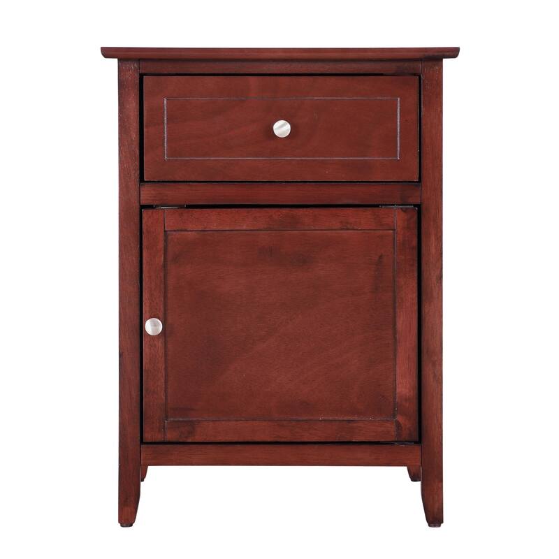 1-Drawer Cherry Nightstand with Modern Classic Design and Storage, 25 Inch Versatile Bedroom Side Table