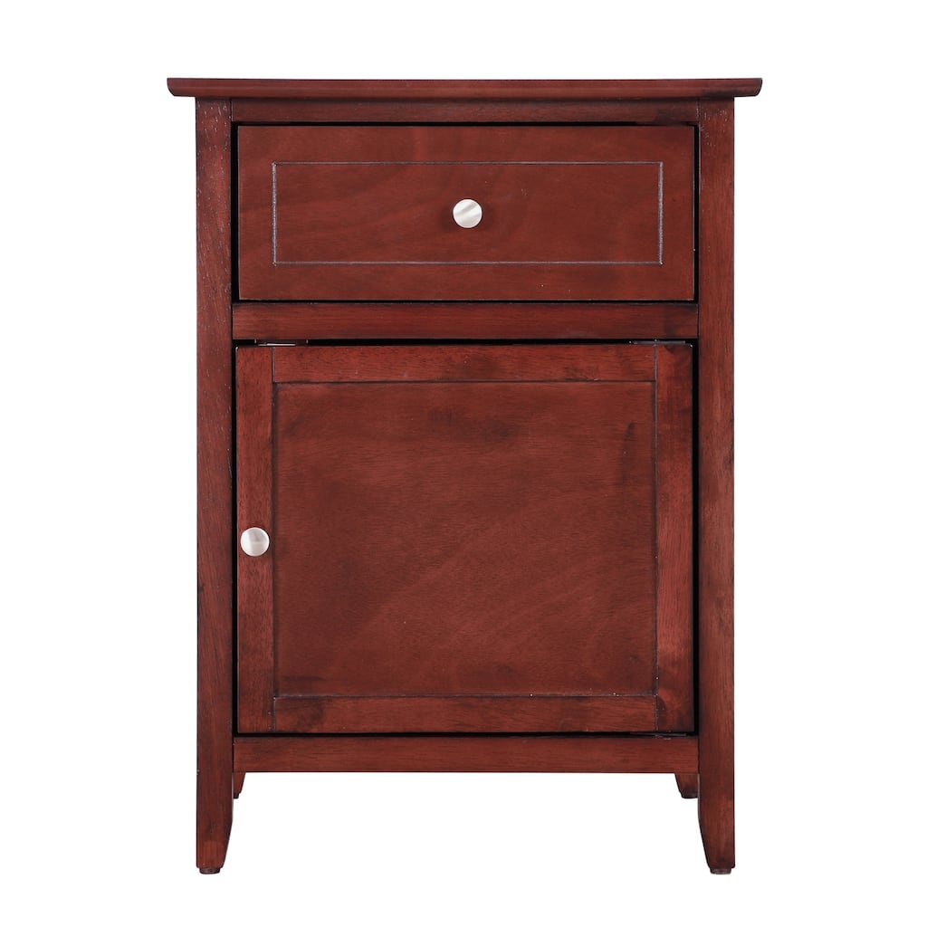 1-Drawer Cherry Nightstand with Modern Classic Design and Storage, 25 Inch Versatile Bedroom Side Table
