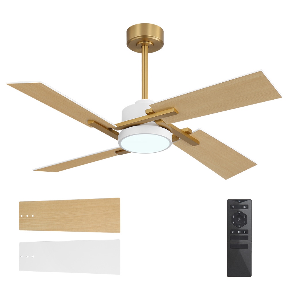 MLiAN 56 In./ 72 In. 4 Plywood Blades Indoor LED Light Ceiling Fan with Remote...