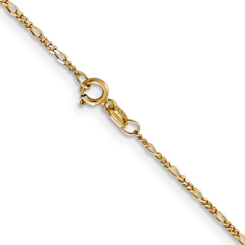 Curata 14k Yellow Gold 9" or 10" 1.25mm Flat Figaro Chain Anklet (Spring-ring)