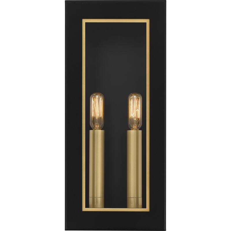 Matte Black Two Light Outdoor Wall Mount from the Bourbon Collection