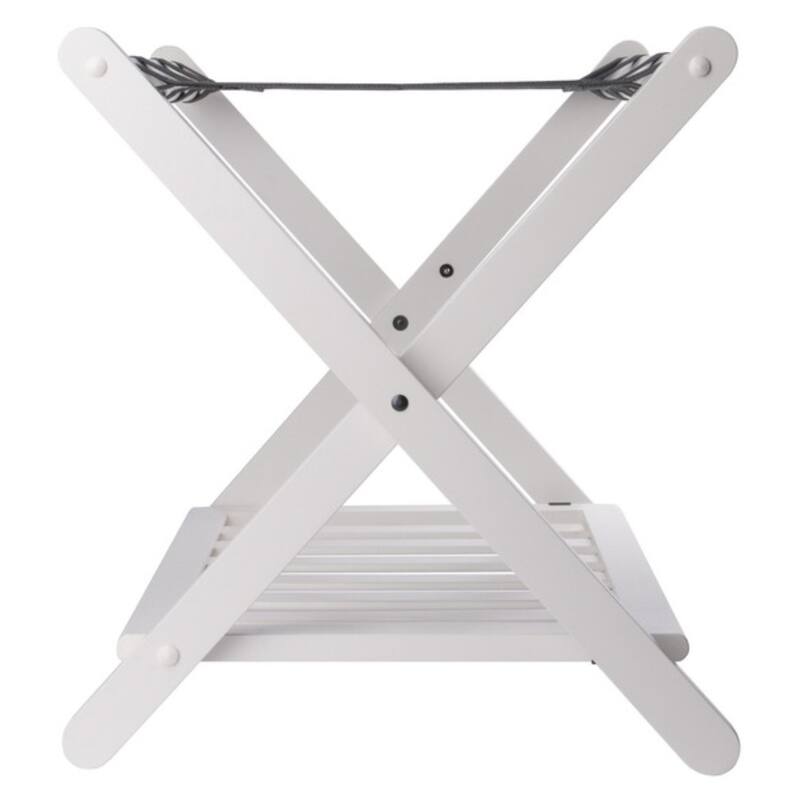 2-Tier Folding Luggage Rack with Shelf - 26.5" - White