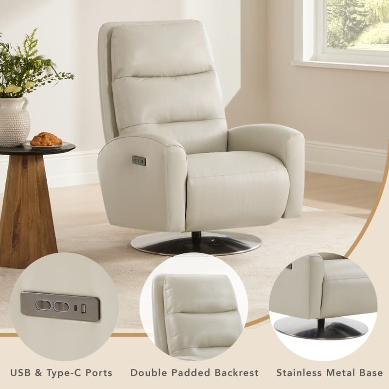 Mateo Dual Motor Power Swivel Recliner Lounge Chair