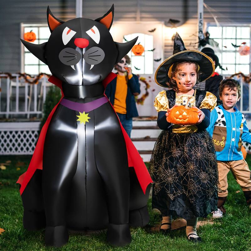 Costway 4.7 FT Halloween Inflatable Vampire Black Cat with Red Cloak - See Details