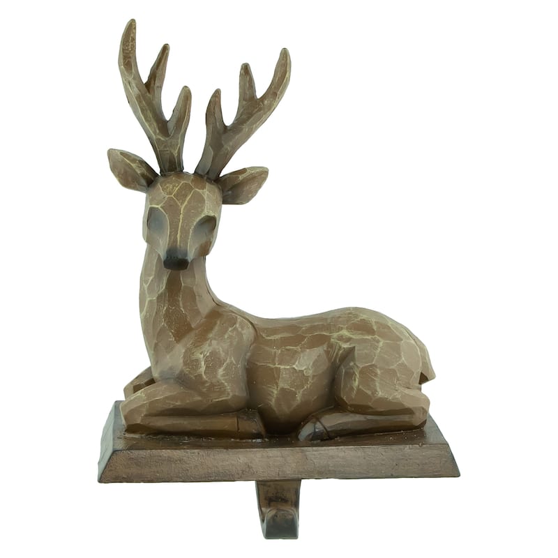 Set of 2 Brown Reindeer Christmas Stocking Holders 7.25"