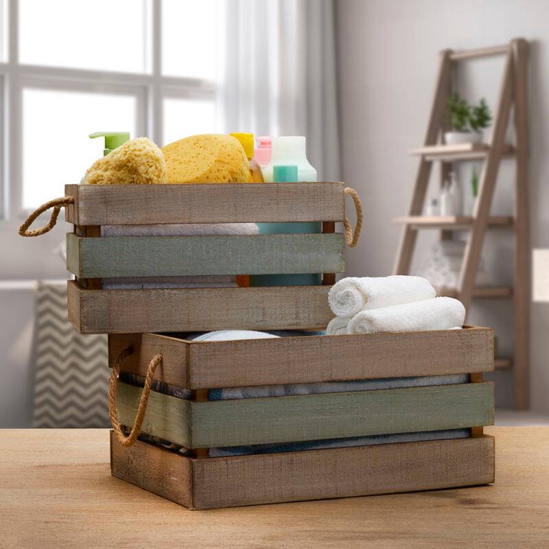Elements Set of 2 Multi-Color Crates 13, 15 Inch
