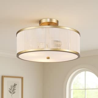 GetLedel Hand-woven Rope Semi-Flush Mount Ceiling Light