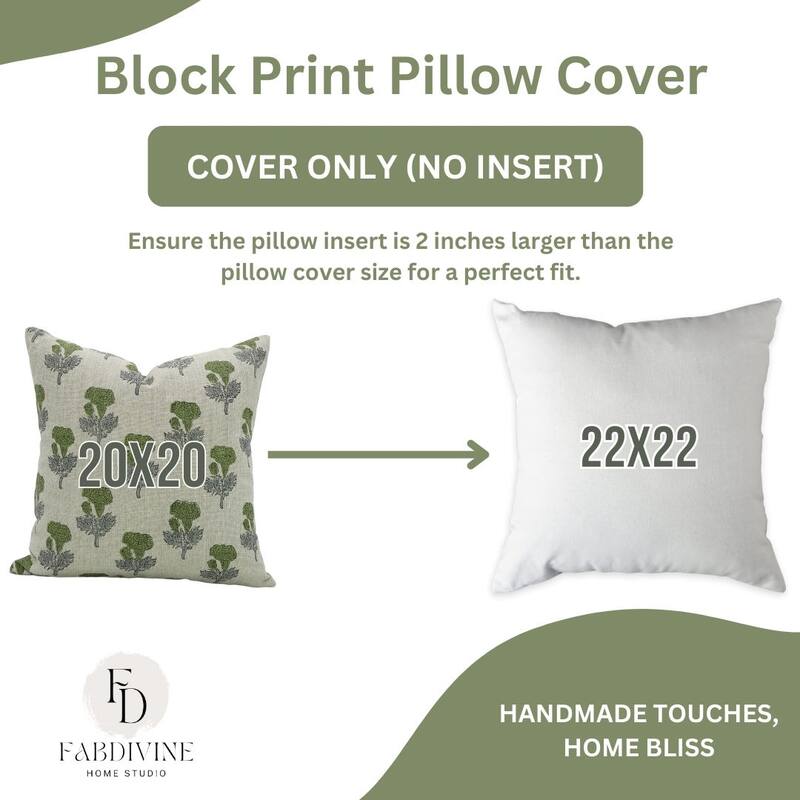 Linen Boho Block print pillow Cover - Manmohan