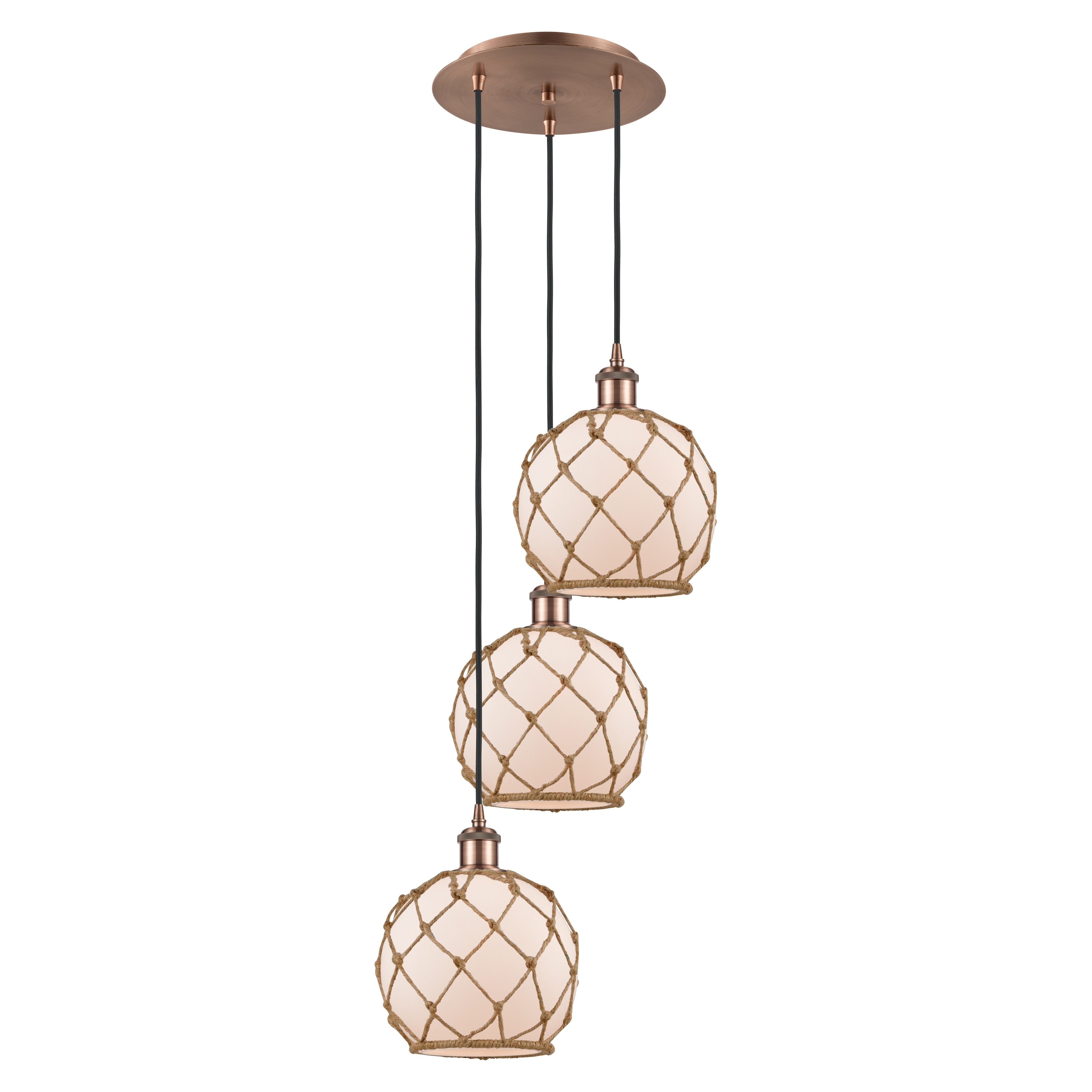Innovations Lighting Endless Possibilities Ballston - Farmhouse Rope - 3 Light 15" Cord Hung Multi Pendant