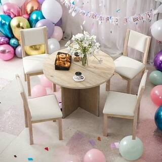 5-Piece Retro Functional Dining Set, 1 Extendable Table with a 16-inch ...