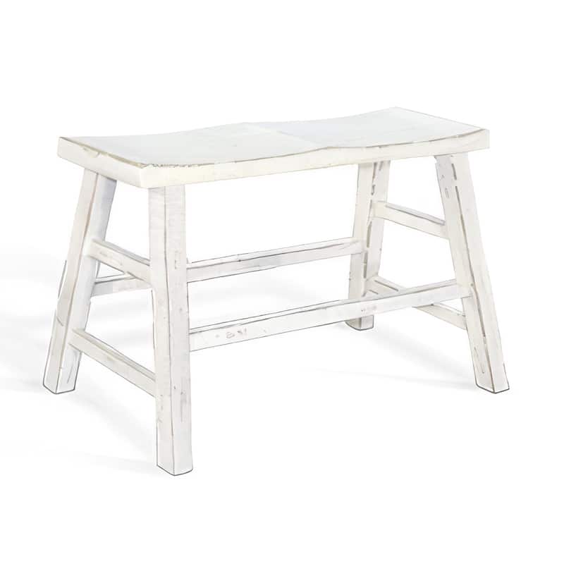Rena Counter Height Bench | Trestle Legs with Footrests | 33" Wide White Sand Mahogany Wood
