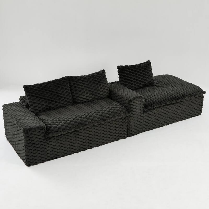 L-Shaped Sleeper Sectional Sofa Convertible Straight Sofa, Loveseat and Chaise Lounge Set for Living Room