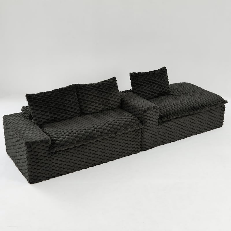 Versatile Turtle Velvet Sectional Sofa with Loveseat Couch and Chaise Lounge, Free Combination Modular Compressed Couch