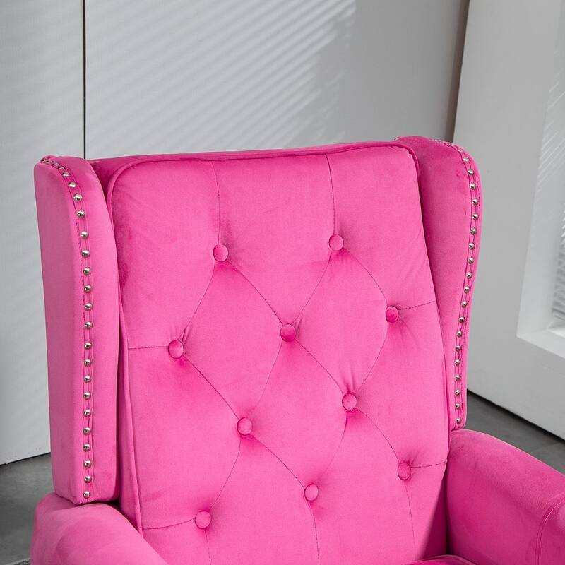 Transitional Wingback Accent Chair Armchair with Sturdy Wood Legs