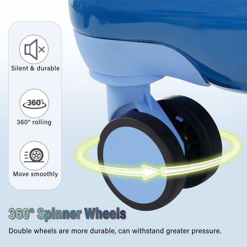 3-Piece, 20, 24, 28-Inch Modern Expandable Hard-Shell Luggage with Spinner Wheels and TSA Lock, for Boarding Travel, Blue