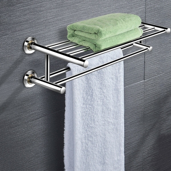 Wall Mounted Stainless Steel Towel Storage Rack - Silver - Overstock ...