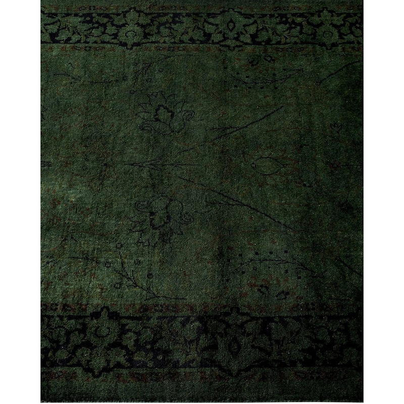 Overton Hand Knotted Wool Vintage Inspired Modern Contemporary Overdyed Black Runner Rug - 2' 6" x 11' 10"