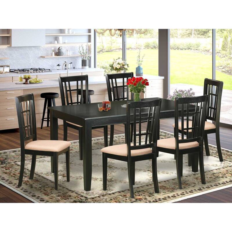 Kitchen Dinette Set - Table and 6 Chairs - Solid Wood Dining Room Set