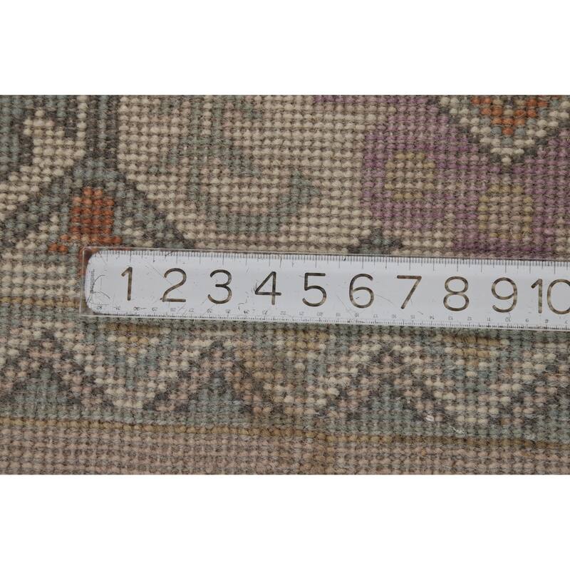 Hand Knotted Oriental 100% Wool Carpet Transitional All-Over Brown Oushak Area Rug - 11' 9'' X 8' 11''