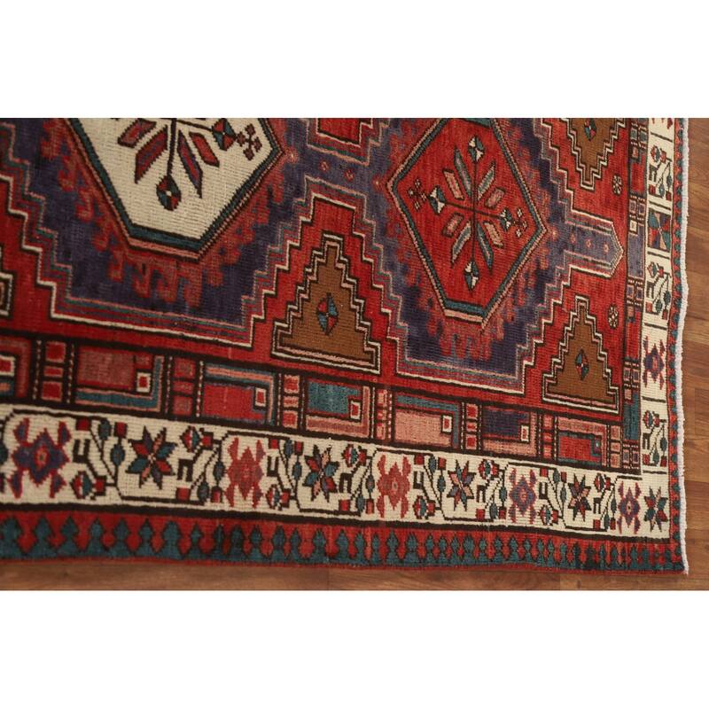 Ardebil Persian Vintage Runner Rug Handmade Wool Carpet - 3'4"x 10'6"