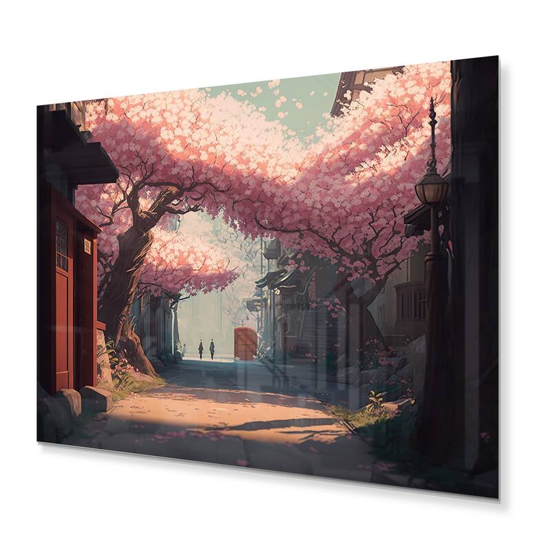 Designart 'Cherry Blossums Forest II' Tree Cherry Blossom Metal Wall